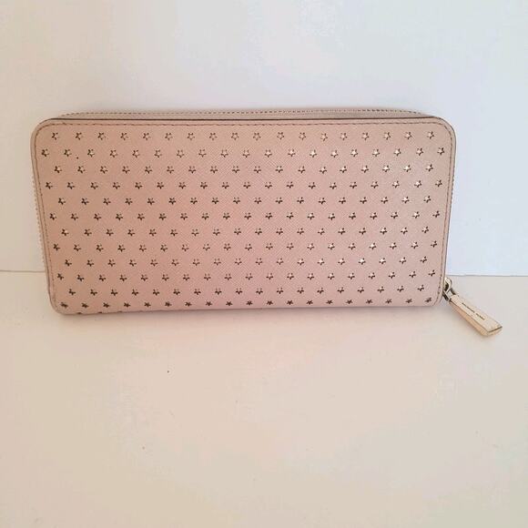 MICHAEL KORS Pink Star Leather Zip Around Wallet Large Clutch 8x4 Logo Classic - Picture 2 of 11